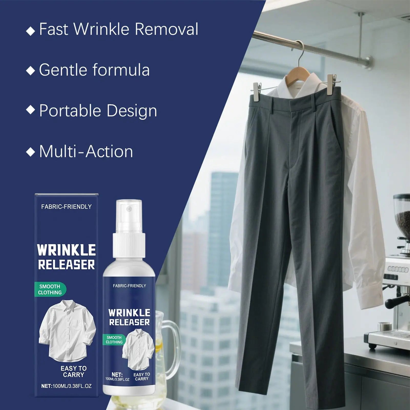 Ironing Spray For Clothes 100ml Anti Static Wrinkle Remover Easy Iron Aid Travel Size Bottle Dorm Room Home Vacation Fabric Care