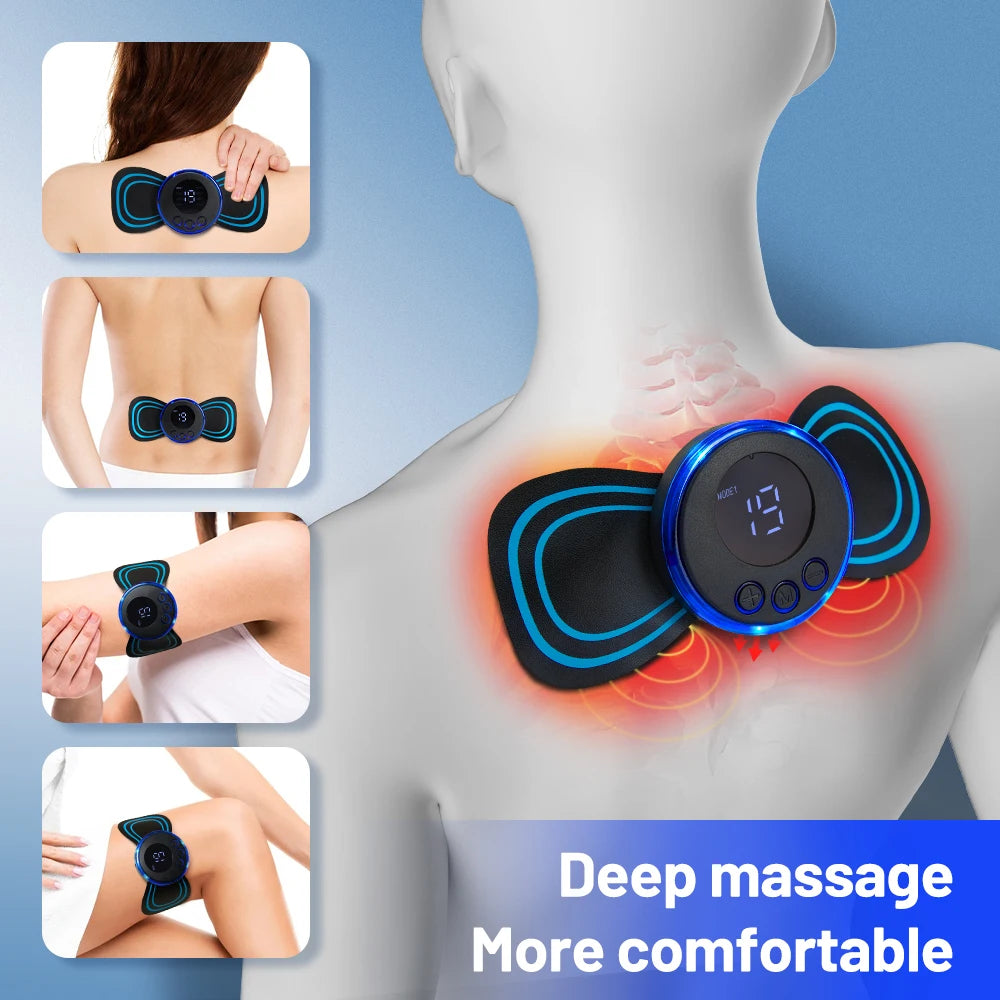 EMS Neck Massager Electric Muscle Stimulator Cervical Sticker Massage Patch Low Frequency Pulse Masajeador Pads Body Pain Relief