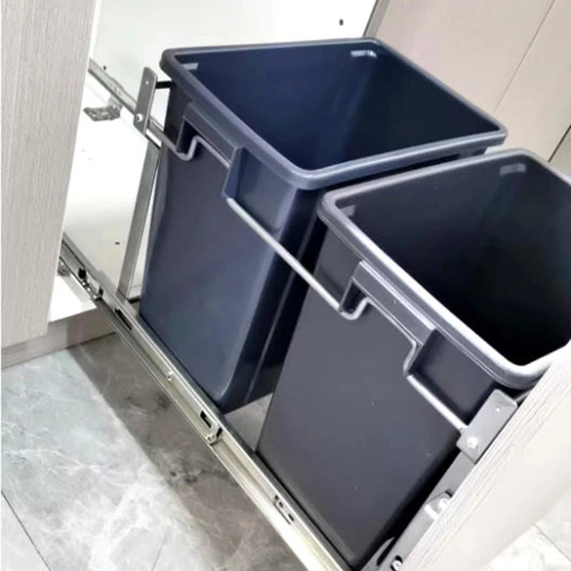 Kitchen Basket Hidden Recessed Trash Can with Lid Cabinet Big Compartment Waste Bins Sink Sorting Kitchen Storage Accessories