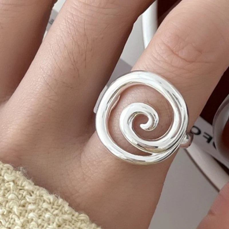 PANJBJ 925 Sterling Silver Geometry Crystal Ring For Women Ellipse Exaggerated Punk Water Drop Open Jewelry Gift Dropshipping