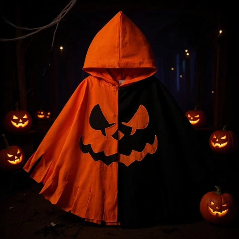 Halloween Costumes Pumpkin Cape Children Shawl Pumpkin Hat Cosplay Costumes Novelty Suit Cute Cape Party Dress Up