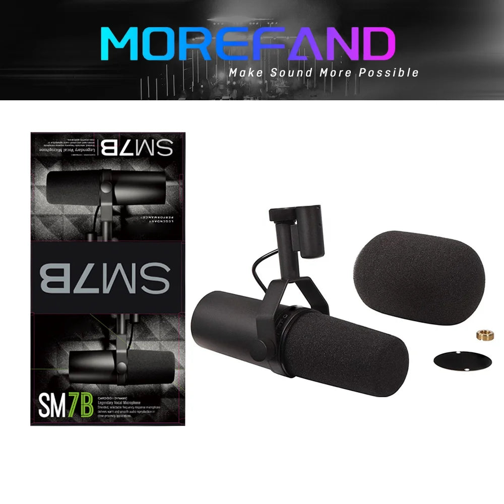 Cardioid Dynamic Microphone SM7B Sm7b 7B Studio Selectable Frequency Response Mic for Live Stage Recording Podcasting