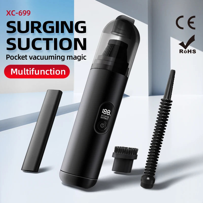 Car Vacuum Cleaner, Portable Cordless Handheld with 14000Pa Strong Suction - 2-in-1 Vacuum and Blower for Car, Home, Pet Hair, O