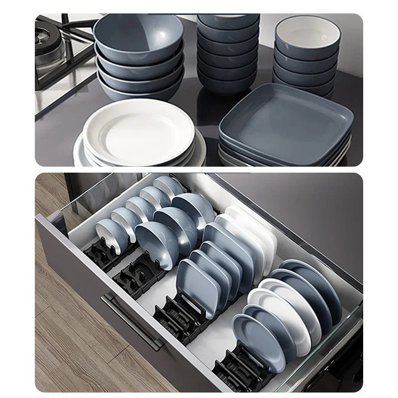 Kitchen Under Cabinet Bowl and Dish Rack Cabinet Drawer Storage Rack Plate Drying Rack Tableware Bowl Dish Partition Adjustable