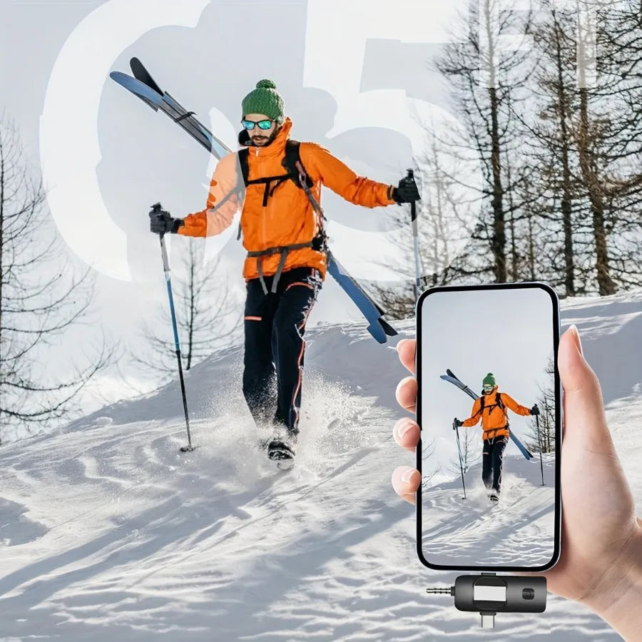 Wireless Microphone for iPhone Android Microphone Live Streaming Interviews mini Mic with Noise Reduction Audio Video Recording