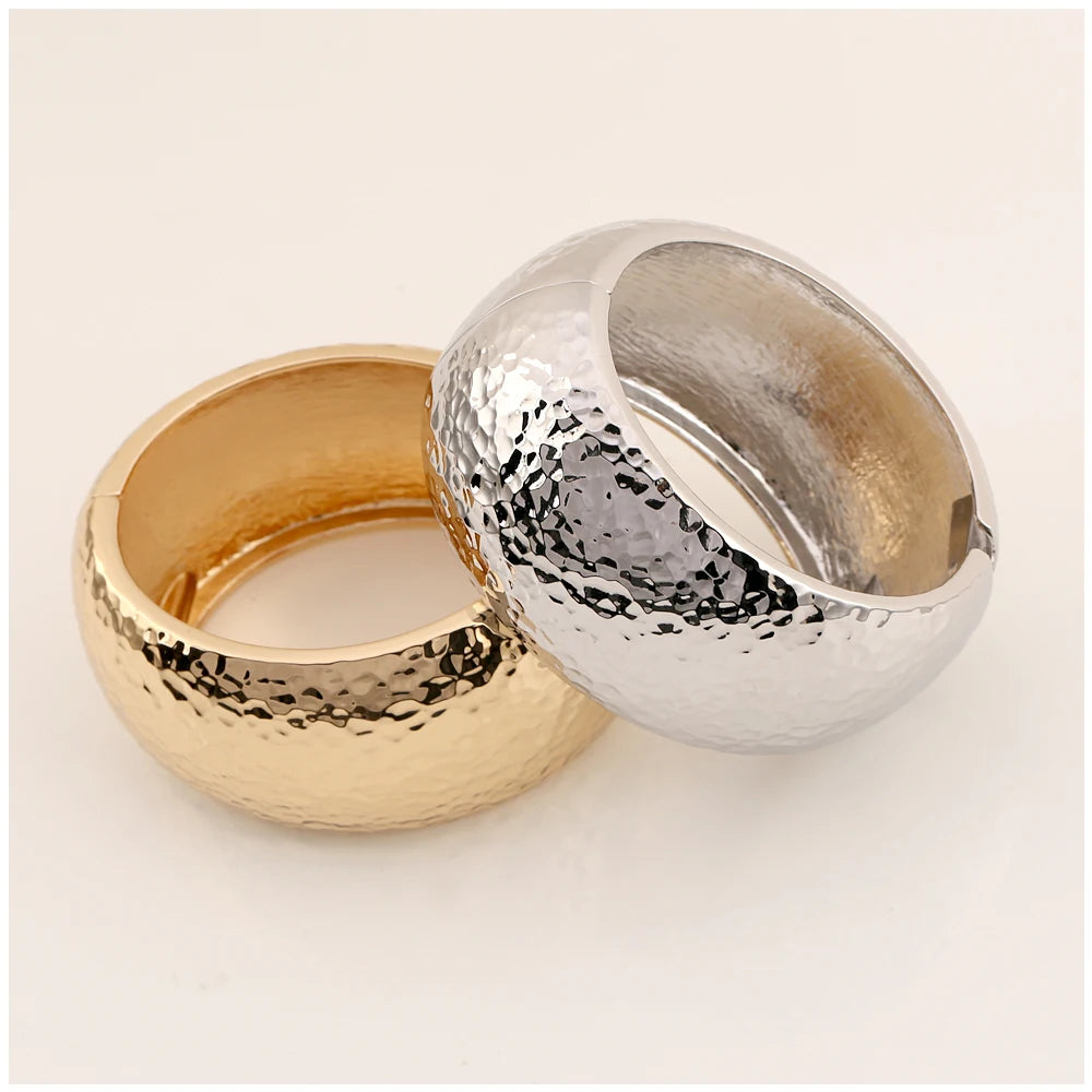 New Costume Fashion Bracelet Statement Bangle for Women Gold Plated Round Metal Opened Cuff Bangles Drop-shipping Jewelry