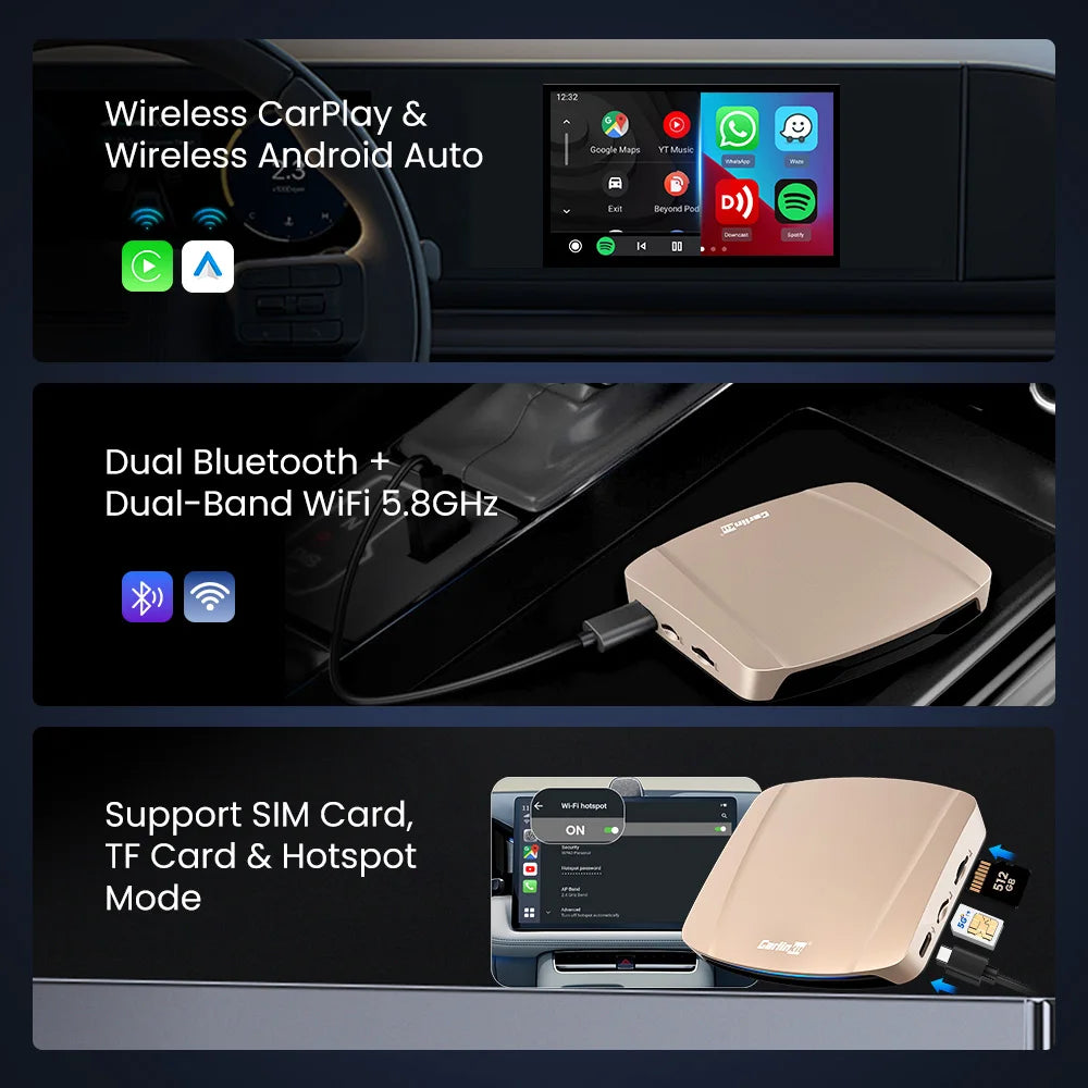 CarlinKit Ultra box Android 15.0 SM6350 Tv Box CarPlay Wireless Android Auto Wireless Adapter Support Youtube Netfilx IPTV GNSS