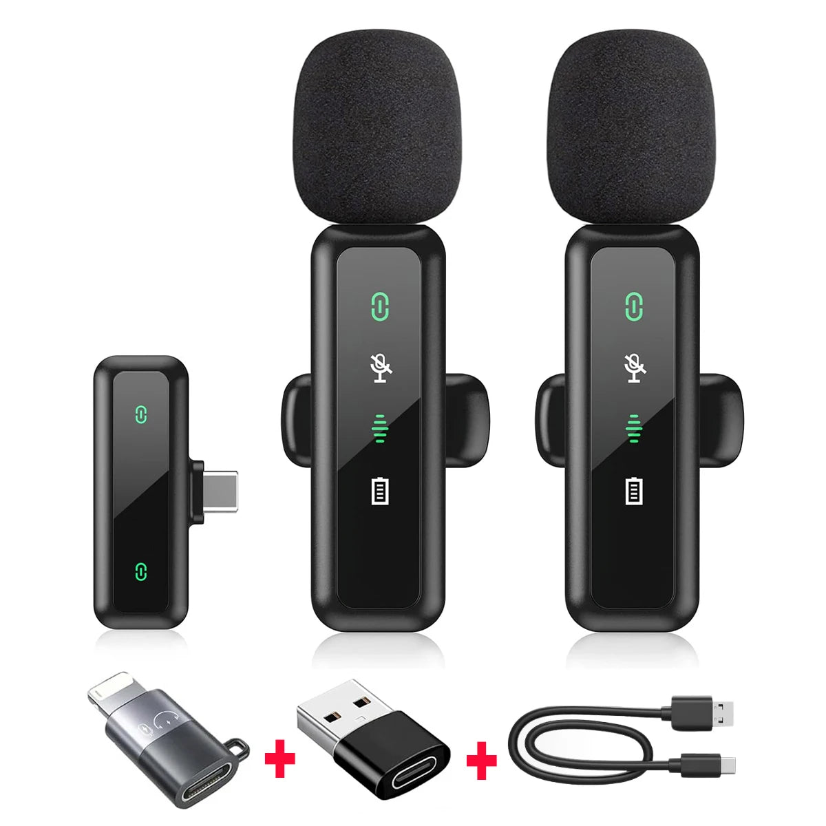 Wireless Lavalier Microphone For iPhone Android PC Audio Video Recording Noise Cancelling Clip-on Mics For Vlog Tiktok YouTube