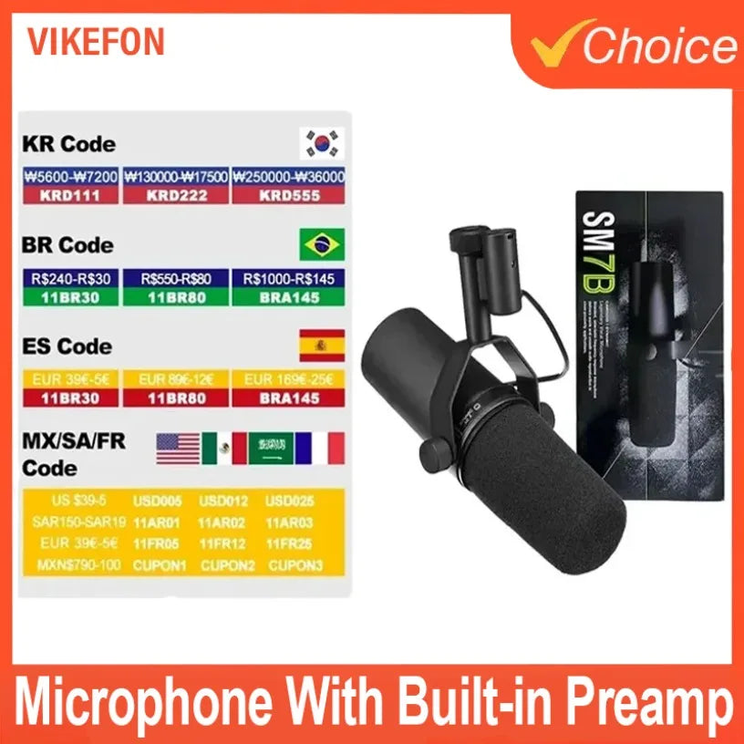 With Built-in Preamp SM7DB Dynamic Microphone For Live Stage Recordin Sm7dB Studio Optional Response Microphone SM7B 7B