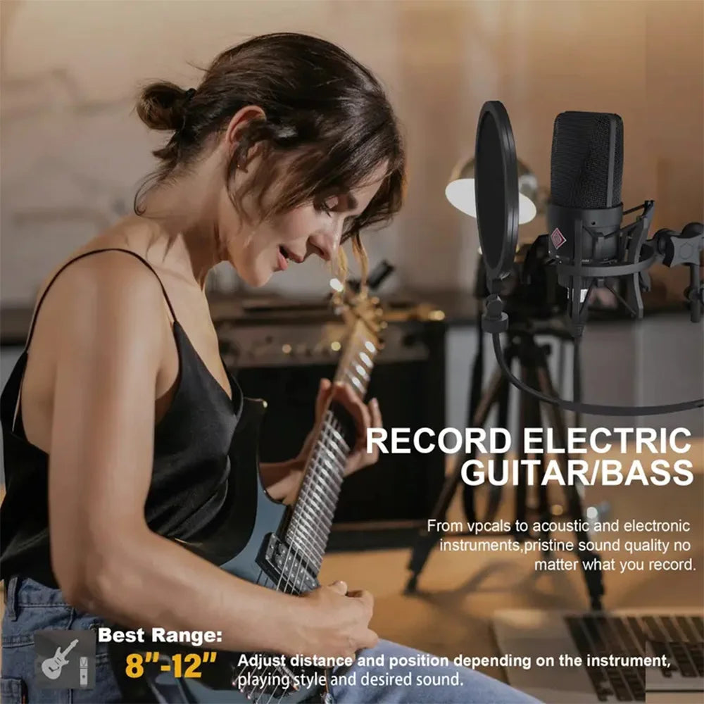 Professional 26mm Core Condenser Microphone TLM103 Home Recording XLR Connector Mic with Shockproof Holder for Gaming Streaming