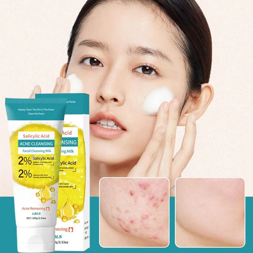 100g Salicylic Acid Facial Cleanser Face Wash Foam Products Moisturizing Cleanser Skin Hydrating Facial Face Care Cleansing D6B0