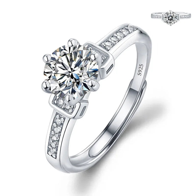 Never Fade Luxury Classic 18K White Gold Color Ring Solitaire 2 Carat Zirconia Diamant Wedding Band Women Jewelry Accessories