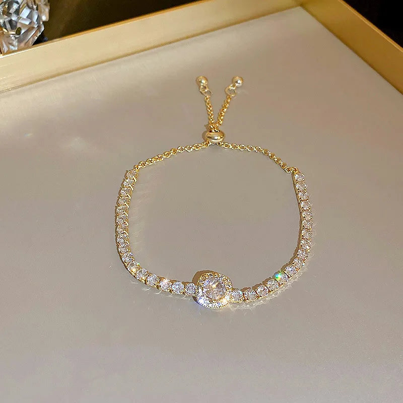 Luxury Gold Plated Oversized Zircon Adjustable Bracelets For Women 2022 New Trendy Shiny High Quality Bracelet Wedding Jewelry