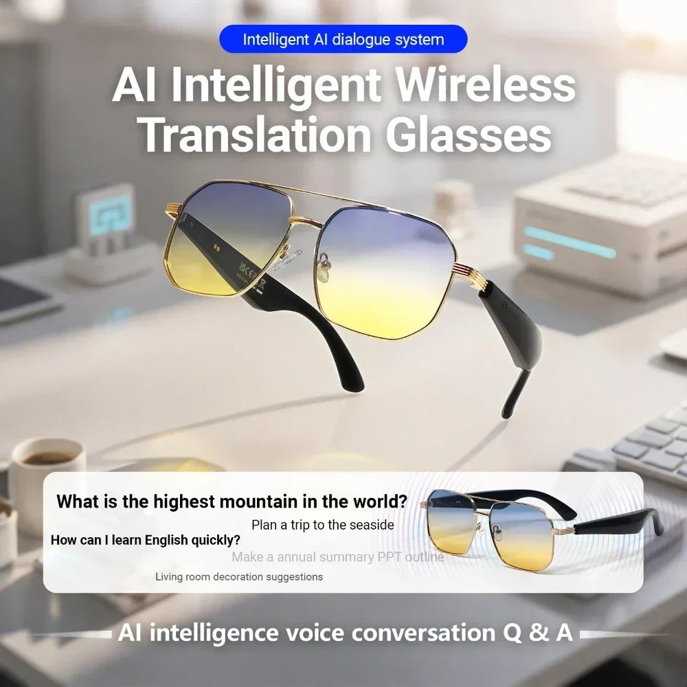 GY300 smart glasses Intelligent WirelessTranslation Glasses Sunglasses Voice Remote Control Music Eyewear Waterproof Eyeglasses