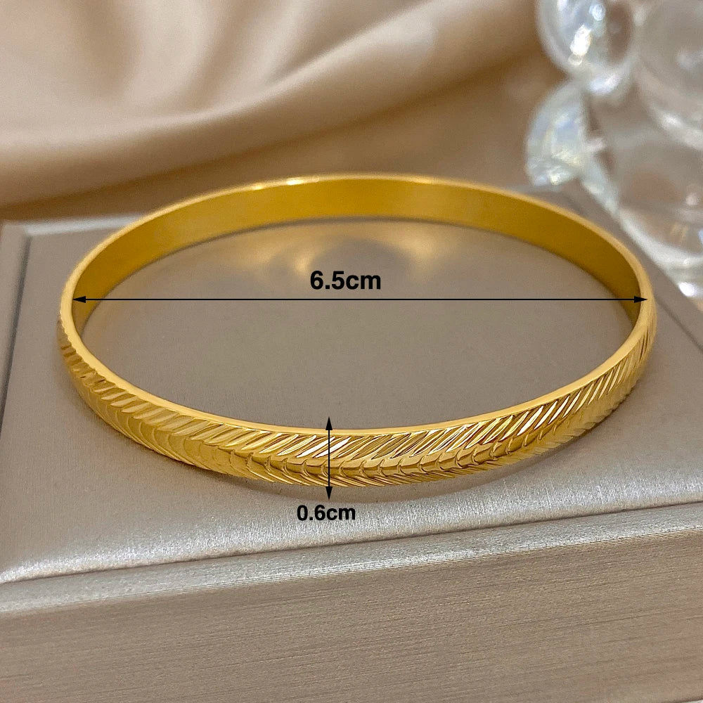 Fashion Gold Plated Stainless Steel Cuff Bracelet Irregular Geometric Textured Stacked Wristband Bangles Waterproof Jewelry