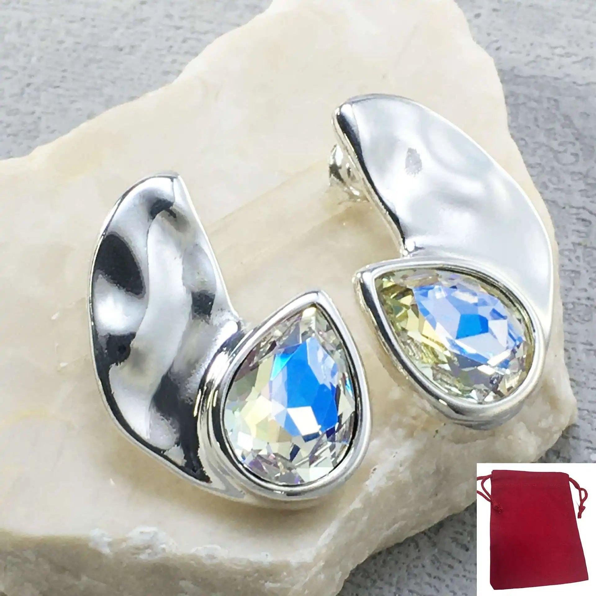 2025 Summer Sweet Beautiful Bright Silver White Crystal Earrings Women's Jewelry Accessories Party Gifts