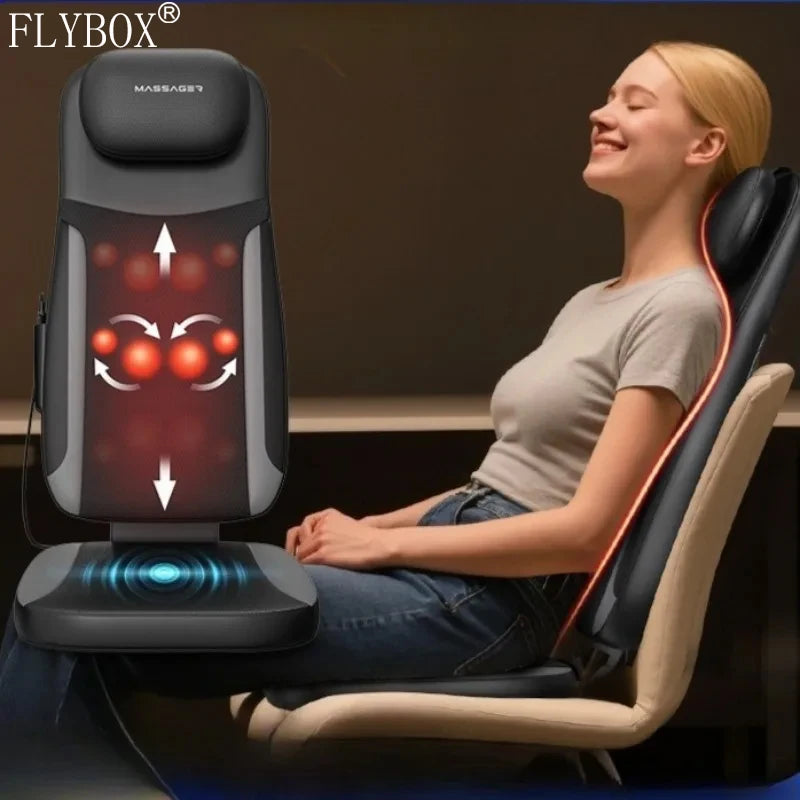 Electric Back Massager Vibrating Cervical Massage Chair Seat Cushion for Body Shiatsu Heated Kneading Relaxarion Home Office Use