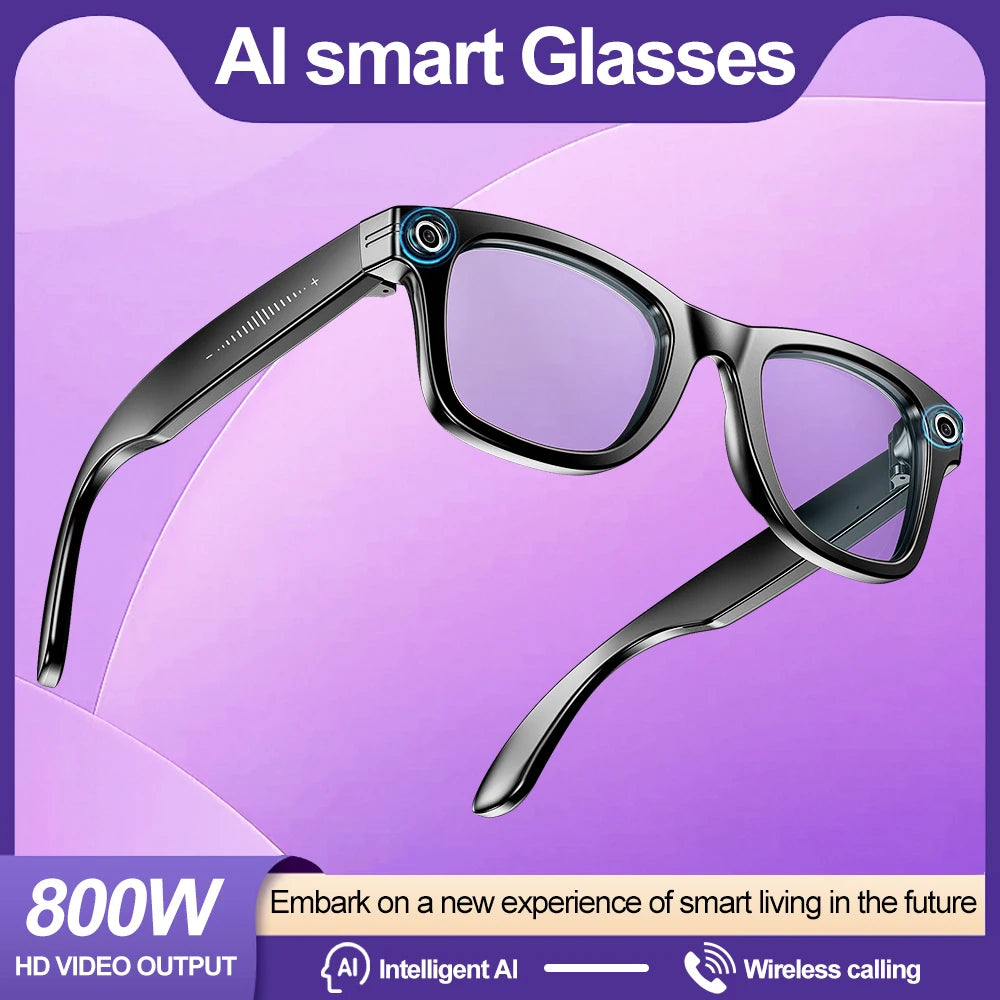 2025 Smart Glasses Men 8MP Camera WiFi Bluetooth Touch Control IP65 Waterproof AI Translation Noise Cancelling AI Glasses Women