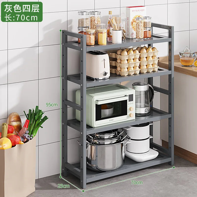 Kitchen Storage Ra Countertop Cabinet Multi-layer Partition elf Spice Microwave Pot Storage Organizer Bamboo Material