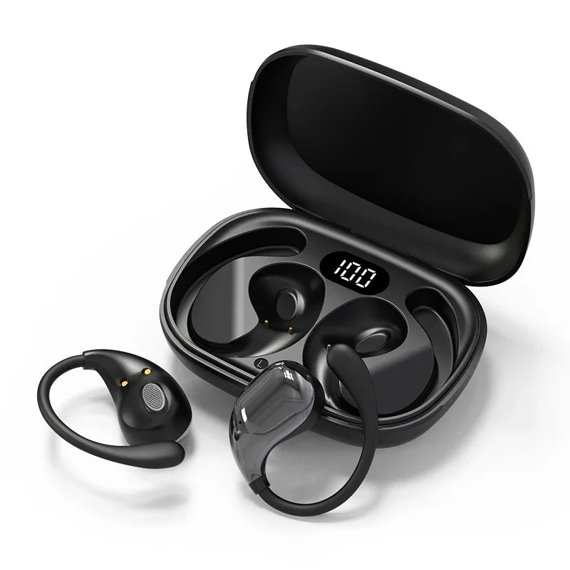Bluetooth 5.4 Ear Hook Headphones TWS Wireless Earphones HiFi Stereo Waterproof Headsets LED Display Long Standby Touch Earbuds