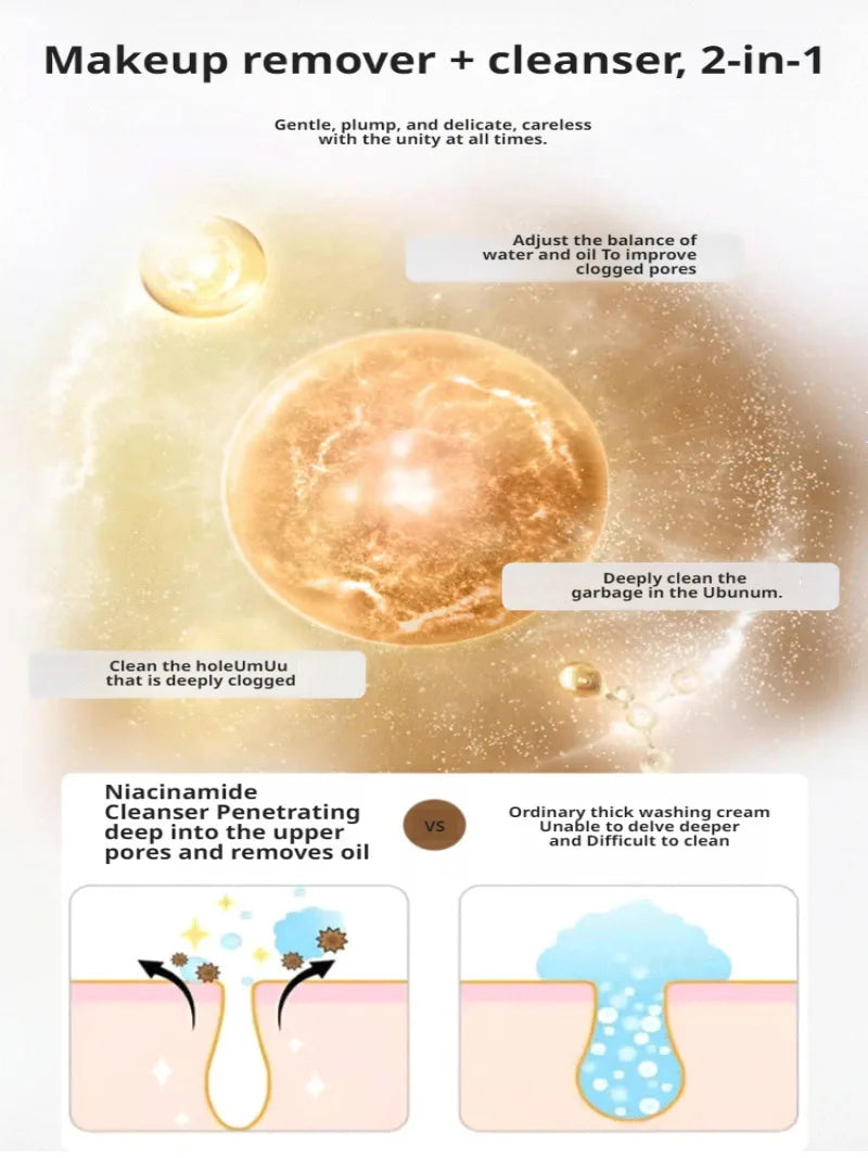 Niacinamide Whitening Facial Cleanser Shrink Pores Deep Cleaning Brightening Cleanser Oil Control Hydrating Face Wash Cleanser