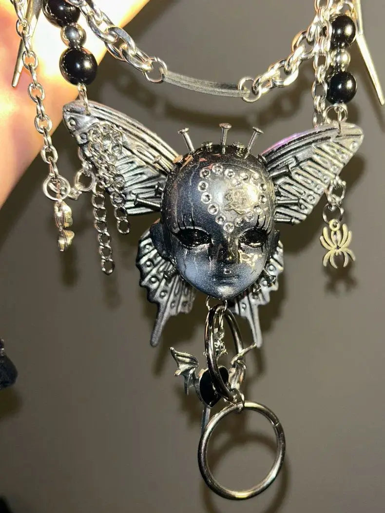 Punk Necklace Human Face Dark Trendy New Gothic Style Neck Accessories for Women Men Jewelry As A Party Gift