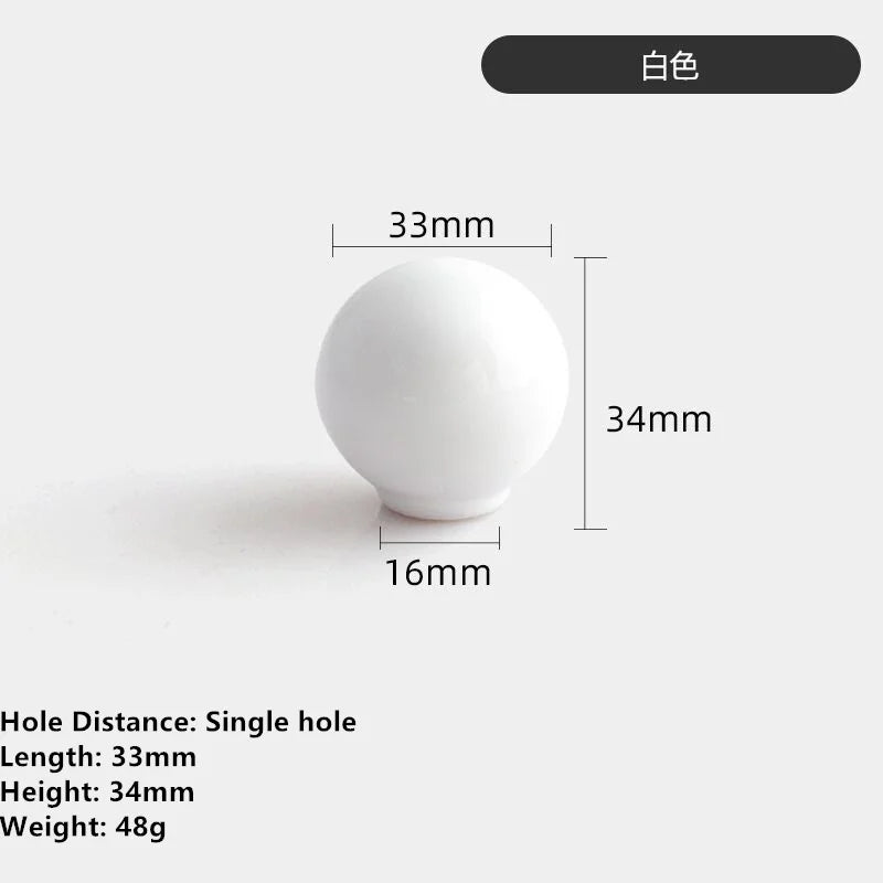 Handles Drawer Cabinet Furniture Kitchen Handles for Cabinet Knob Door Drawer Knob Colour Ceramics Rotundity Single Hole