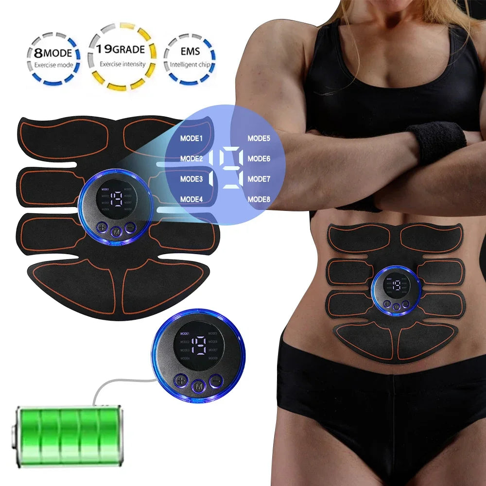 8 Modes EMS Wireless Muscle Stimulator Fitness Trainer ABS Abdominal Electric Weight Loss Body Slimming Massageador USB Charging