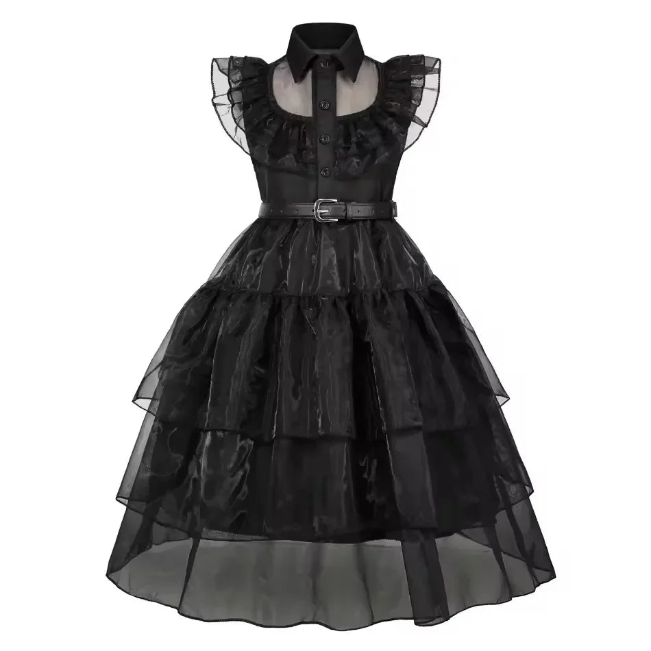 Halloween Costume For Girls Adams Cosplay Black Dress Costumes Gothic Dresses Children Clothes Party