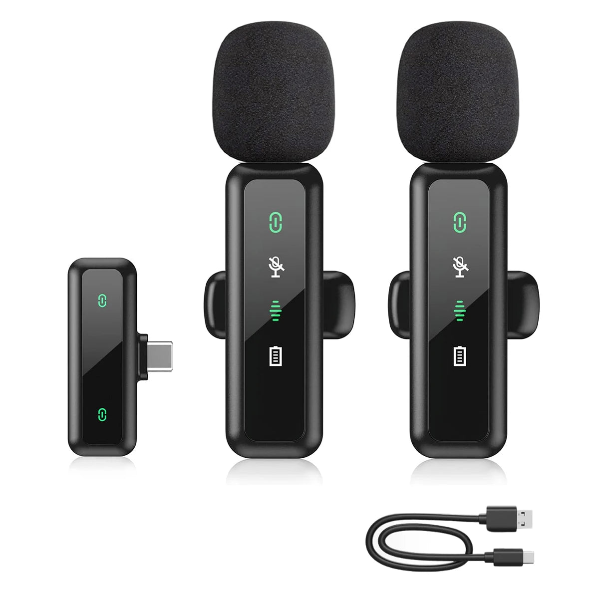 Wireless Lavalier Microphone For iPhone Android PC Audio Video Recording Noise Cancelling Clip-on Mics For Vlog Tiktok YouTube