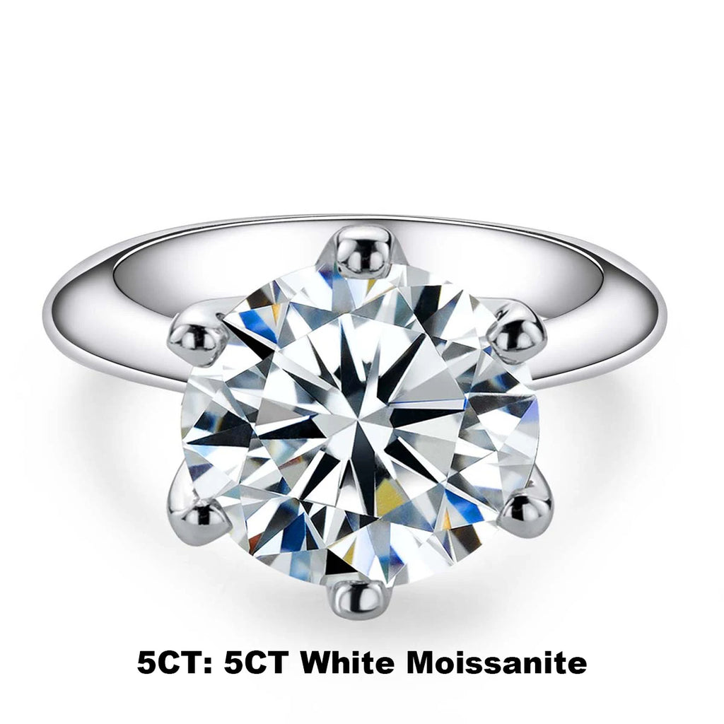 AnuJewel 1ct 2ct 3ct 5ct D Color Moissanite Engagement  Ring For Women 925 Sterling Silver Gold Plated Solitaire Rings Wholesale