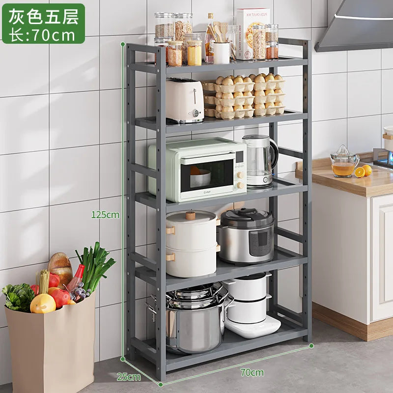 Kitchen Storage Ra Countertop Cabinet Multi-layer Partition elf Spice Microwave Pot Storage Organizer Bamboo Material