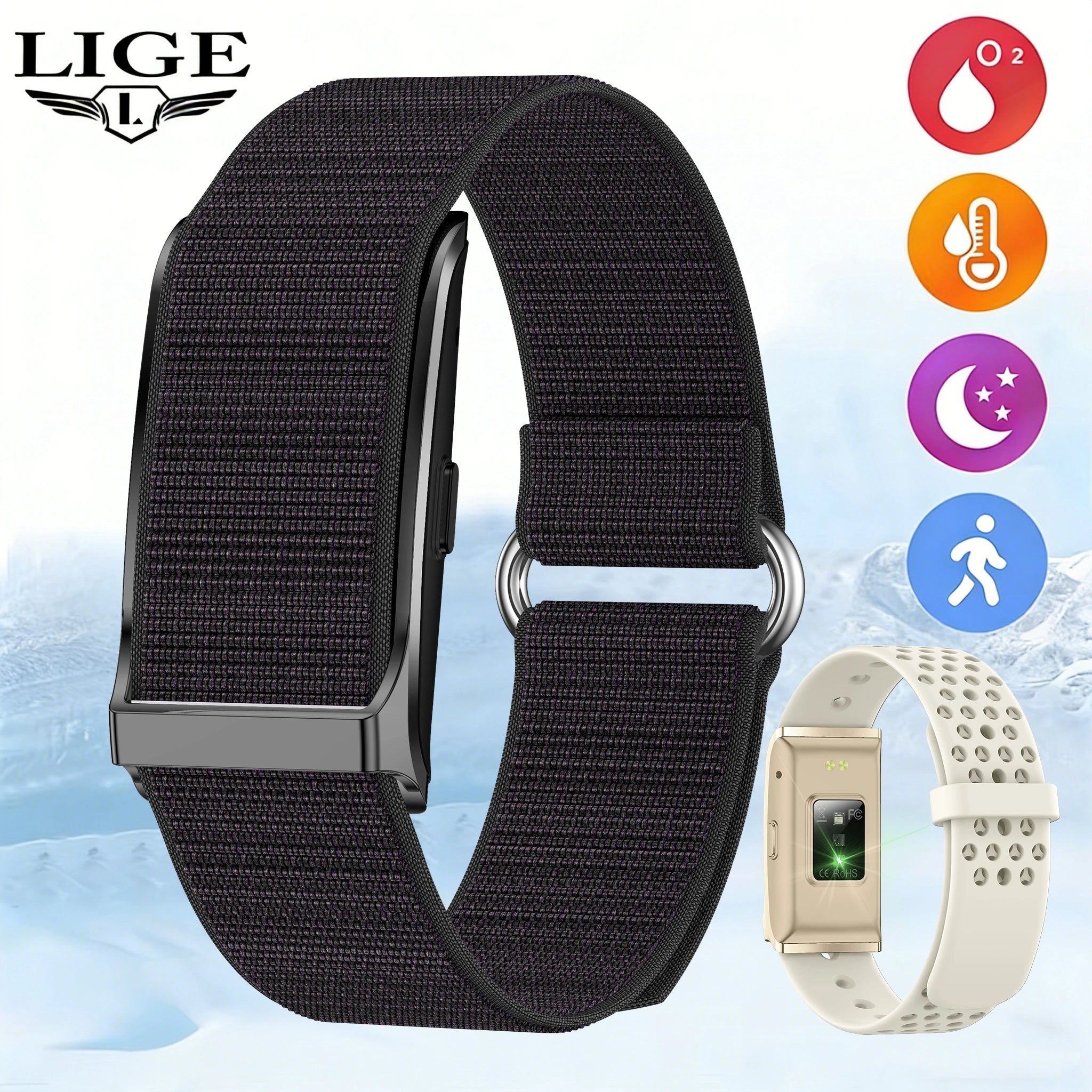 New Sport Band Heart Rate Blood Oxygen Monitor Fitness Tracker Smart Bracelet Pedometer Call Reminder Smartwatch for Men Women