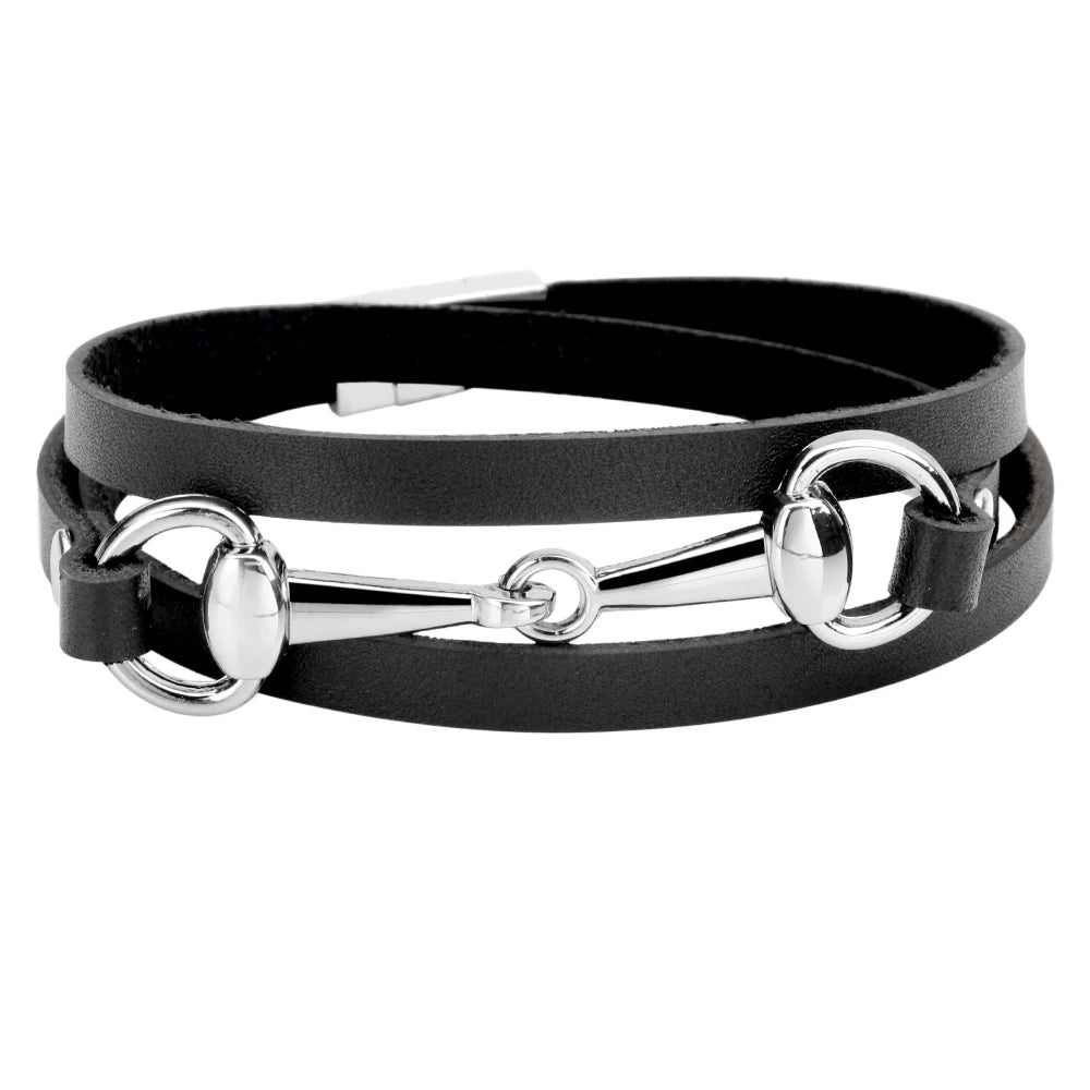 New Fashion Multilayer Wrap Genuine Leather Bracelets Men Women Jewelry Trendy Stainless Steel Sporty Charm Bracelets
