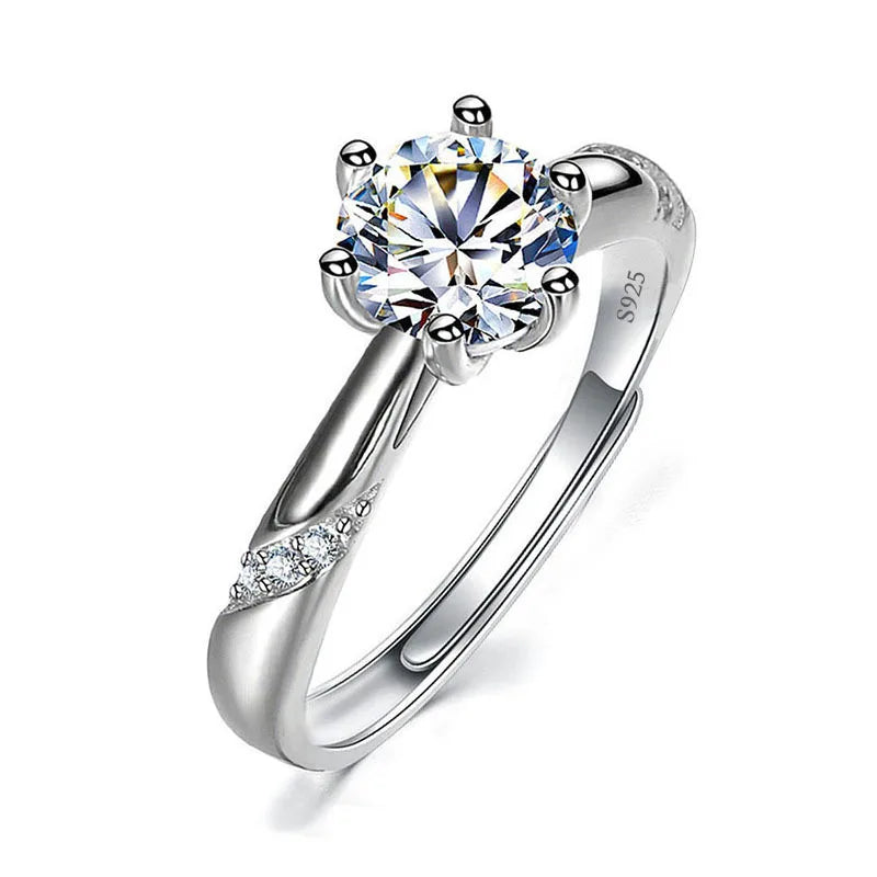 Never Fade Luxury Classic 18K White Gold Color Ring Solitaire 2 Carat Zirconia Diamant Wedding Band Women Jewelry Accessories