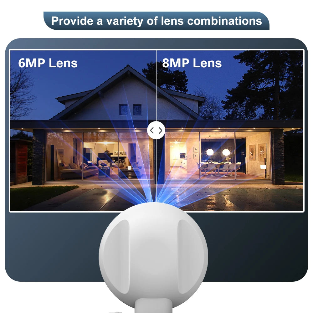 8MP 2.4G Dual Lens WIFI Camera PTZ 5X Digital Zoom 4K AI humanoid Auto Tracking Zoom Outdoor Audio CCTV Security Camera V360 PRO