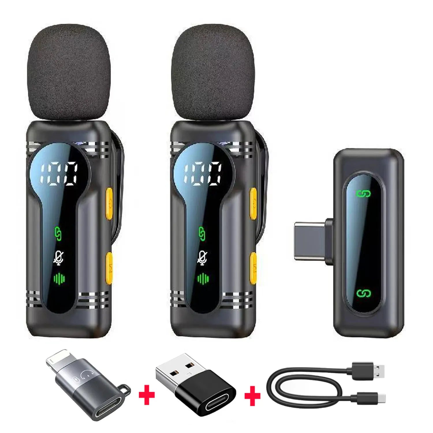 Professional Wireless Lavalier Microphone Noise Cancelling&Magnetic Portable Clip-on Mic for iPhone Android PC Live Interview