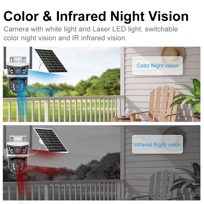 Yoosee Solar 4G IP Camera Outdoor 12MP 6K Dual Lens Dual Screens Security Video Monitor Night Vision Waterproof CCTV Cameras