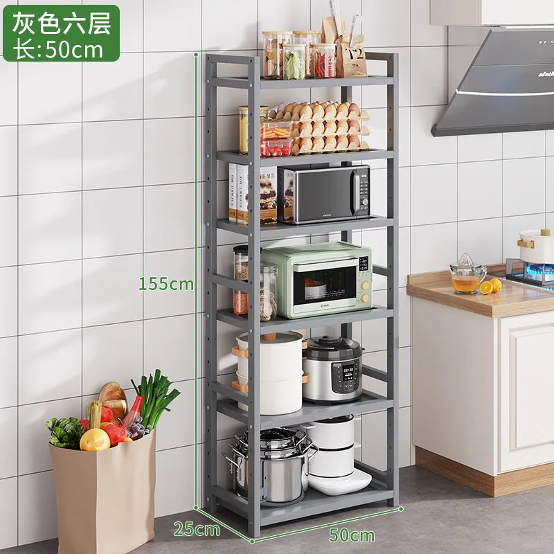 Kitchen Storage Ra Countertop Cabinet Multi-layer Partition elf Spice Microwave Pot Storage Organizer Bamboo Material