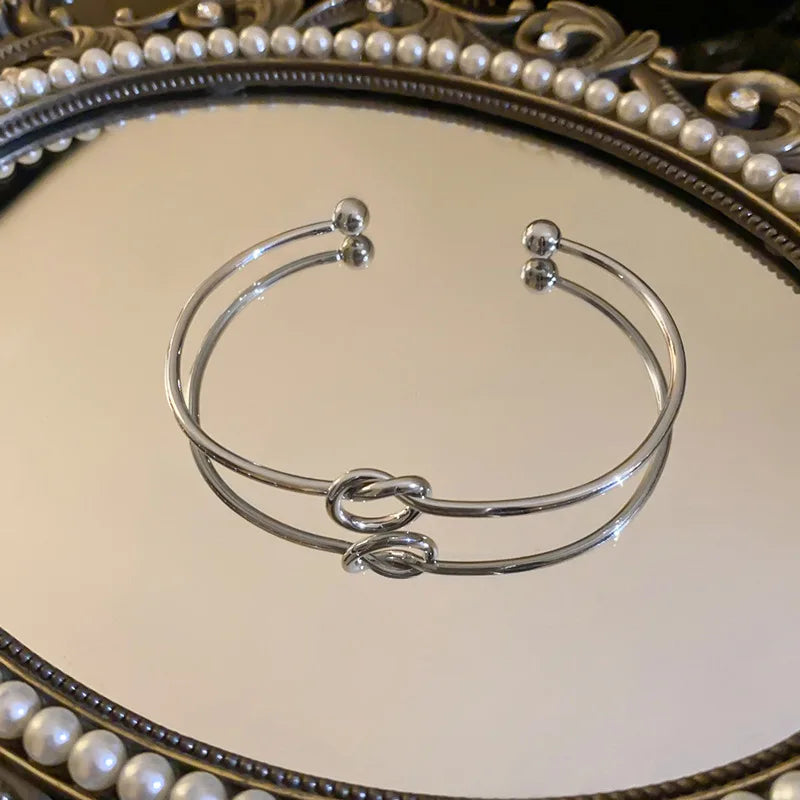 Stainless Steel Bracelets Vintage Men's Fashion Woven Twist Texture Bangles for Women Jewelry Statement Streetwear Goth Gifts