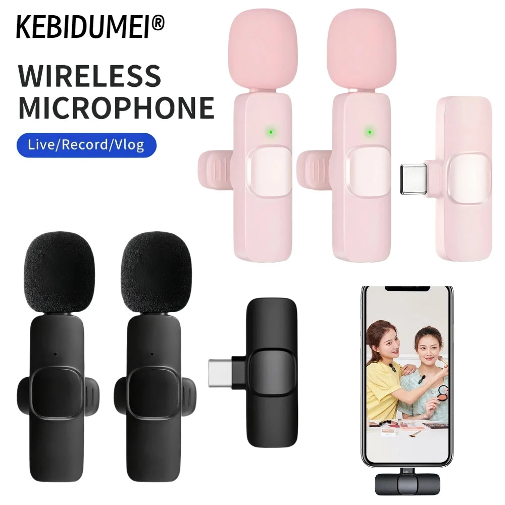 2.4G Wireless Lavalier Microphone Audio Video Recording Mini Mic For iPhone Android Live Broadcast Gaming Phone With Receiver