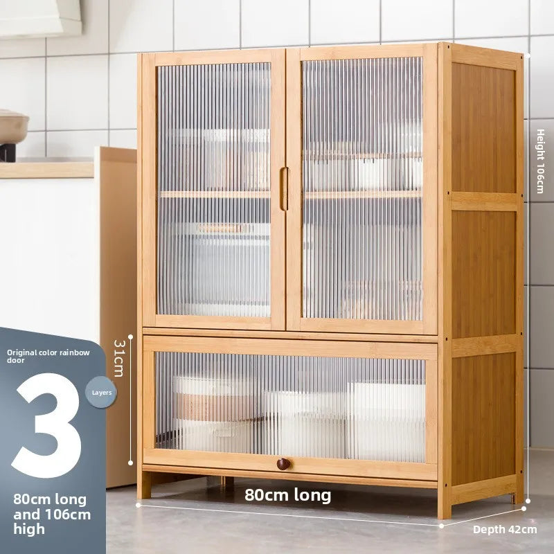 Kitchen shelf, floor standing multifunctional bowl cabinet, microwave oven cabinet, dining side storage cabinet