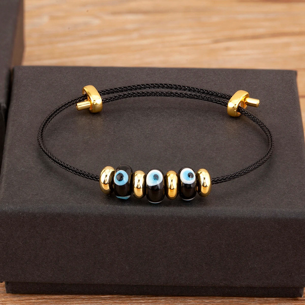 Nidin New Fashion Lucky Turkish Evil Eye Rope Bracelet Adjustable For Women Female Punk Style Personality Design Jewelry Gifts