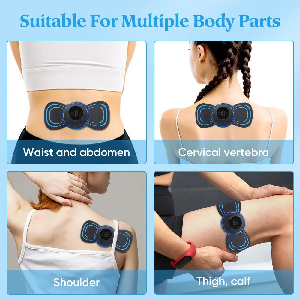 EMS Electric Neck Massager EMS Muscle Massage Stimulator Low Frequency Instrument Back Cervical Calf Patches Joints Mini Device