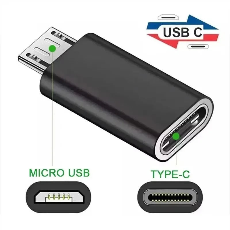 10-1Pcs Micro USB Female To Type C Male Adapter OTG Converter Micro-B To USB-C Connector Phone Charger Cable Adapter For Samsung