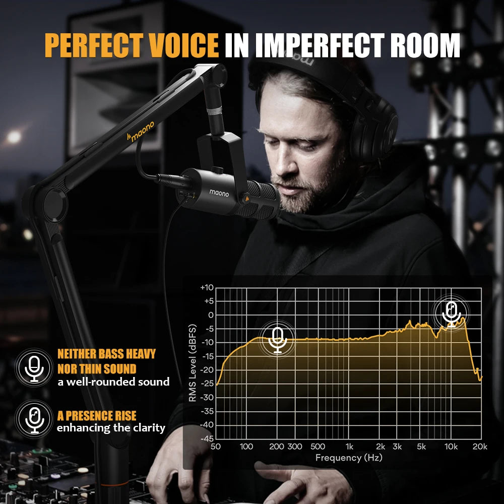 Maono USB/XLR Dynamic Microphone All Metal With One-Touch Mute Headphone Jack And Volume Control For Podcasting Streaming PD400X