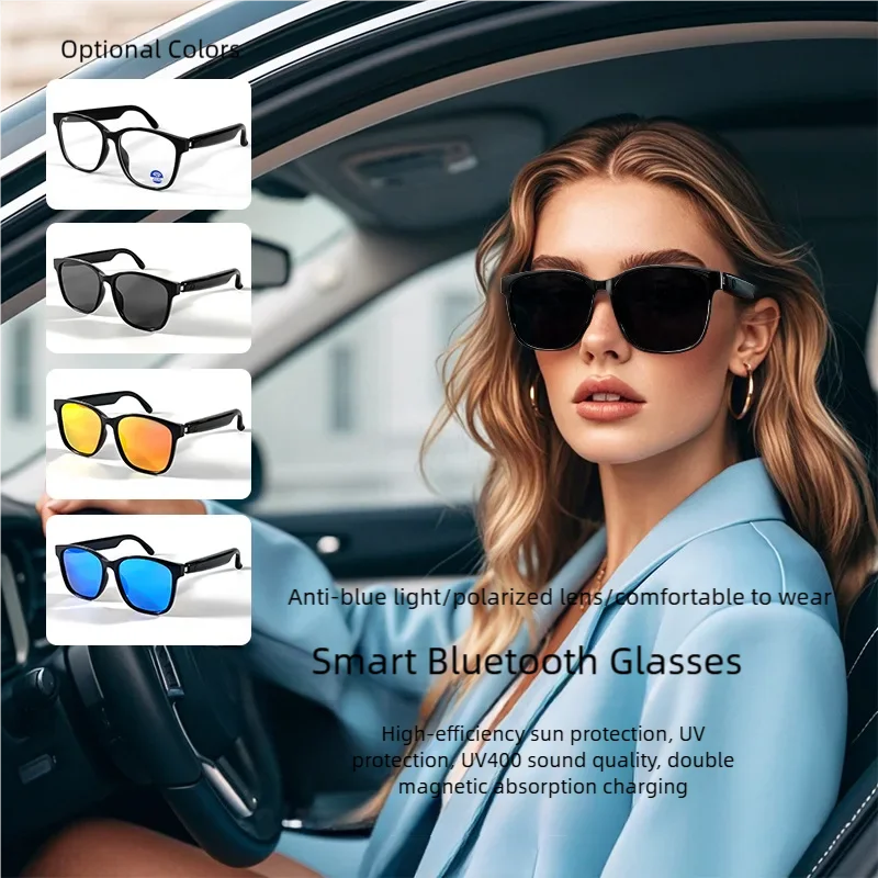 Cross-Border GS08 Smart Glasses Bluetooth Glasses for Music, Calls, Navigation UV Protection with Magnetic Charging Ideal for Dr