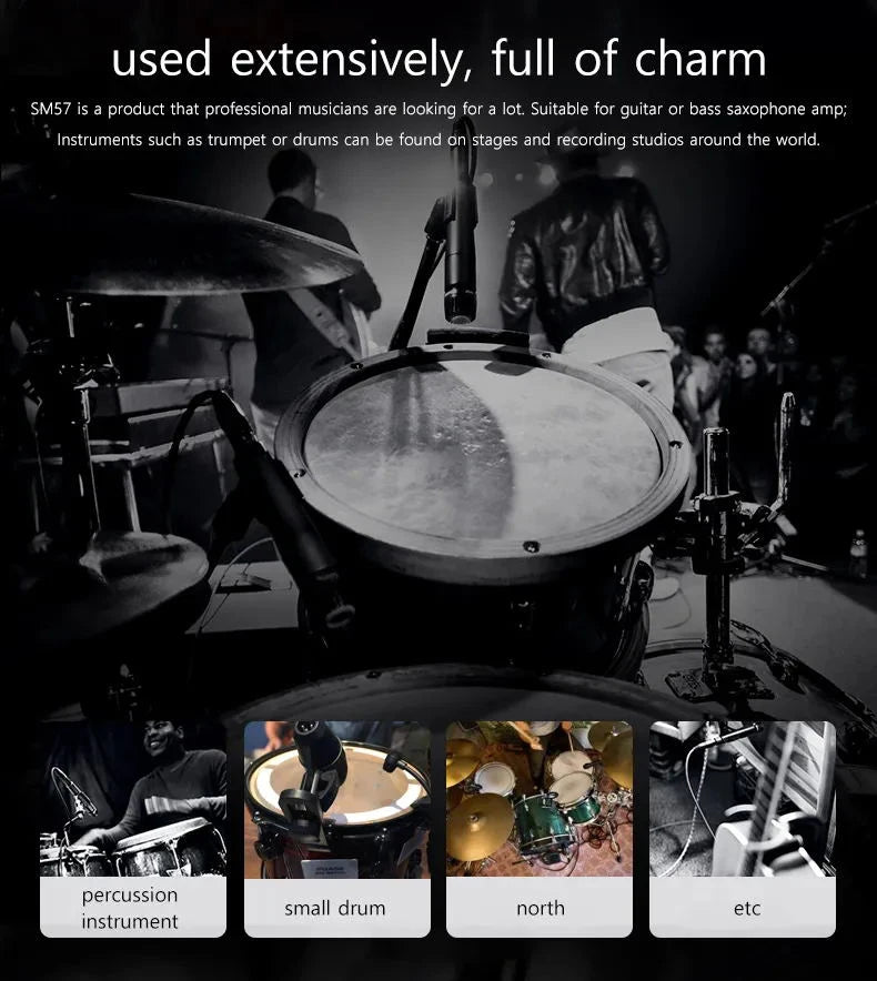 Metal SM57 Cardioid Dynamic Microphone For Stage Singing Professional Wired Microphone for Karaoke BBOX Recording Vocal