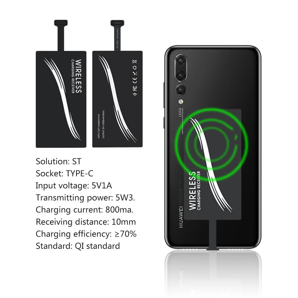 Wireless Charger Type-C Universal Charging Receiver for P20 Pro P10 Plus Mi8 Mi6 for USB Type C
