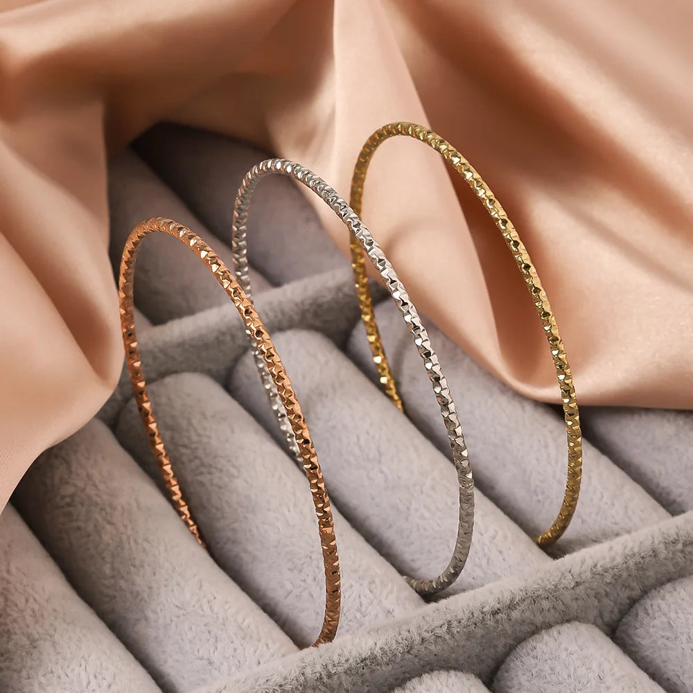 3PCS Stainless Steel Bracelet for Women, 18K Gold Plated Waterproof Wrist Bangle for Girls' Daily Jewelry Accessories Gifts